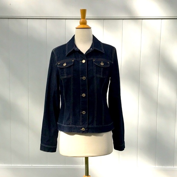 NWOT BACCINI Dark Denim Unlined Jean Jacket Size Medium - Picture 1 of 16